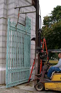 Cemetery gate restoration detail
