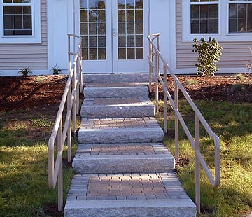 Stone stairs with metal railing