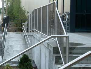 Outdoor metal railings and stairs